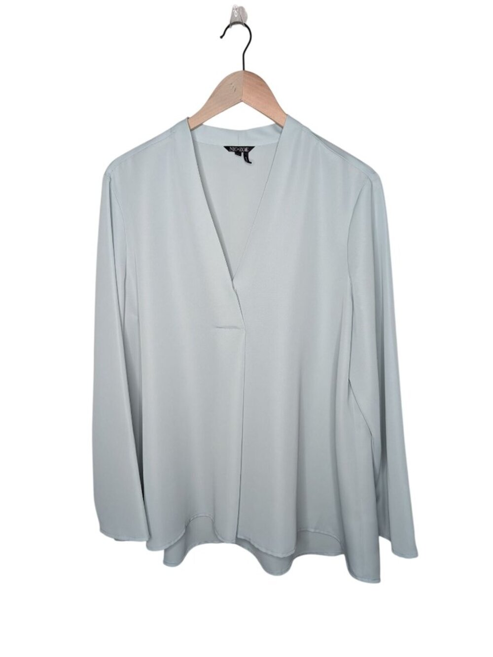 Nic+Zoe Womens Light Blue Long Sleeve V-Neck Blouse XL
